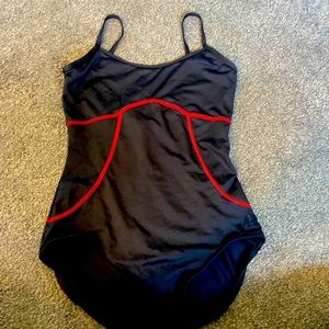 Black Leo red stitching
